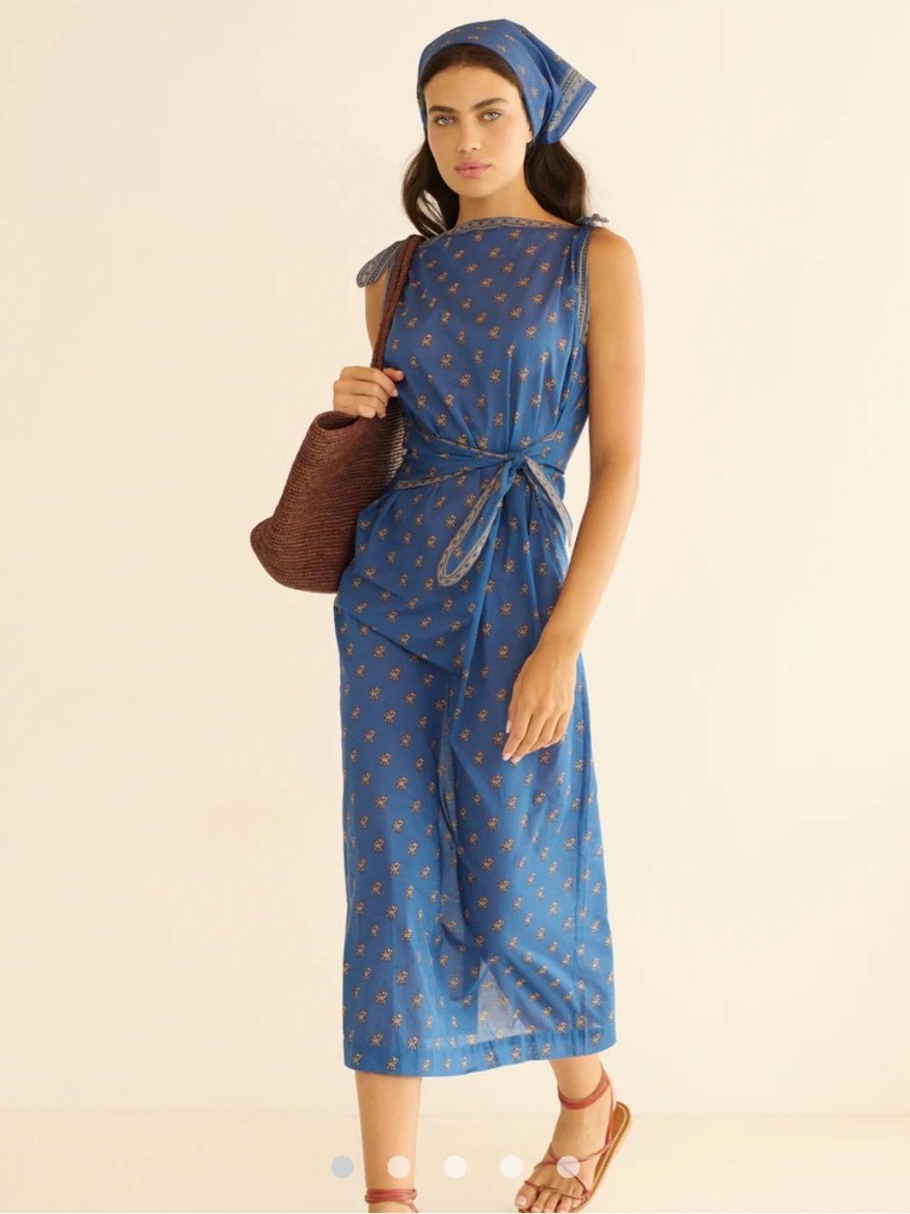New w/o tags: Doen “Amorette” dress - Blue Floral Maxi Dress with Tie Straps - Picture 5 of 5